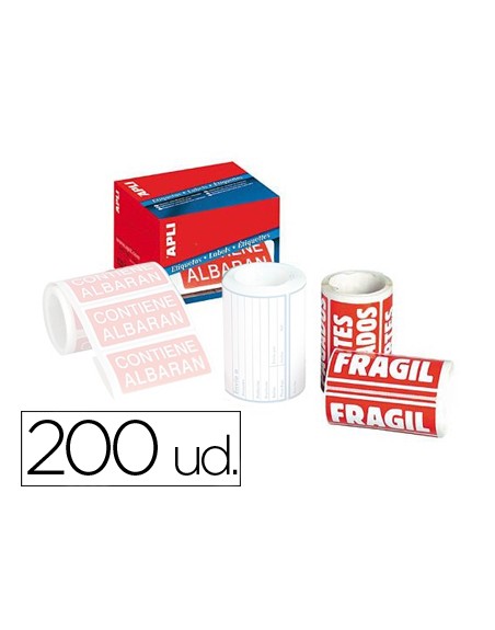 Etiquetas apli fragil 50x100 mm rollo con 200 unidades