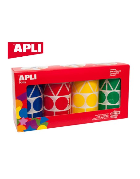 Gomets apli figuras surtidas t amaño xl pack de 4 rollos colores surtidos 5428 unidades
