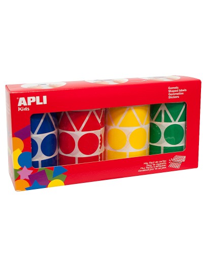Gomets apli figuras surtidas t amaño xl pack de 4 rollos colores surtidos 5428 unidades