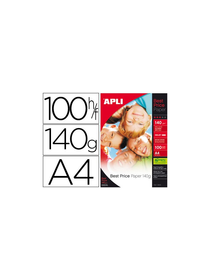 Papel fotografico apli glossy din a4 pack de 100 hojas 140 gr Papel fotografico apli glossy din a4 pack de 100 hojas 140 gr