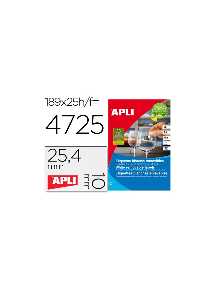 Etiqueta adhesivas apli 10198 tamaño 25,4x10 mm removible para fotocopiadora laser ink-jet caja 25 hojas con Etiqueta adhesivas apli 10198 tamaño 25,4x10 mm removible para fotocopiadora laser ink-jet caja 25 hojas con