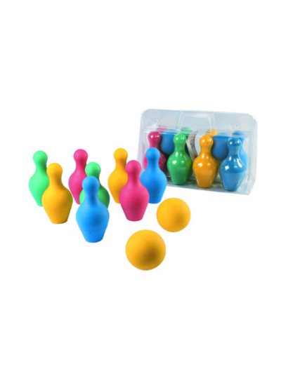 Juego de bolos amaya en foam 8 piezas y 2 pelotas longitud 18 cm