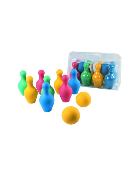 Juego de bolos amaya en foam 8 piezas y 2 pelotas longitud 18 cm