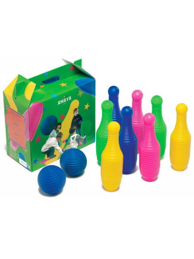 Bolo amaya de polietileno alto 26 cm incluye 8 bolos y 2 pelotas