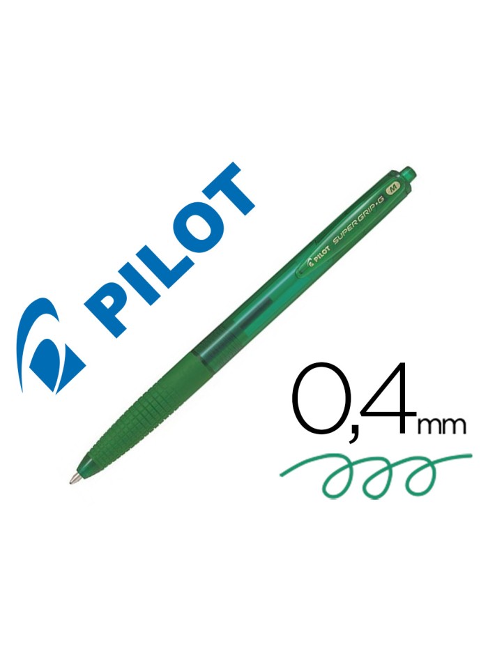 Boligrafo pilot super grip g verde retractil sujecion de caucho tinta base de aceite Boligrafo pilot super grip g verde retractil sujecion de caucho tinta base de aceite