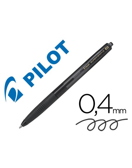 Boligrafo pilot super grip g negro retractil sujecion de caucho tinta base de aceite