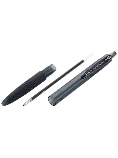 Boligrafo pilot super grip g negro retractil sujecion de caucho tinta base de aceite