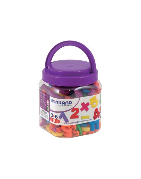 Juego miniland numeros magneticos y simbolos matematicos bote de 162 piezas