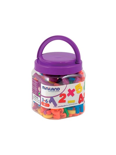 Juego miniland numeros magneticos y simbolos matematicos bote de 162 piezas
