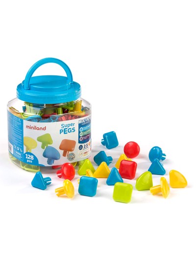 Juego miniland super pegs 128 piezas