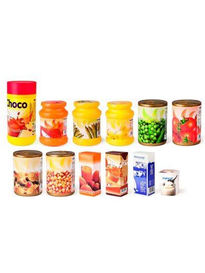 Juego miniland alimentos envasados 12 piezas