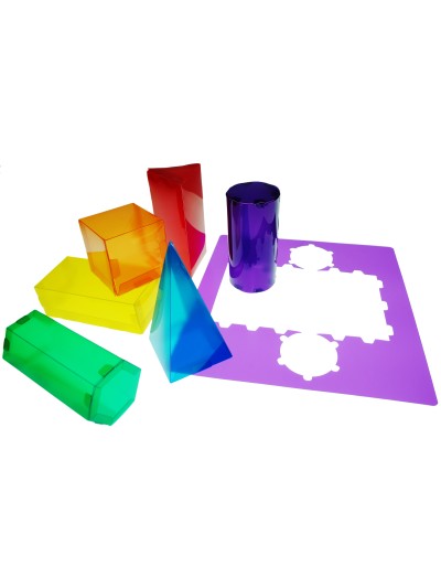 Juego plantillas 3d henbea plastico flexible formas geometricas colores translucidos 35x35 cm set con