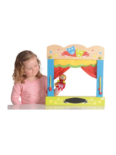 Teatro fiesta crafts de sobremesa marionetas en madera y tela una cara 45x47 cm