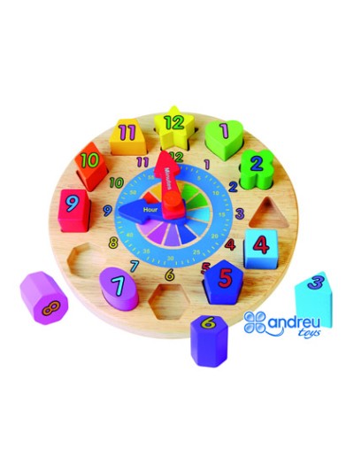 Puzle andreutoys reloj madera figuras geometricas 22x4 cm
