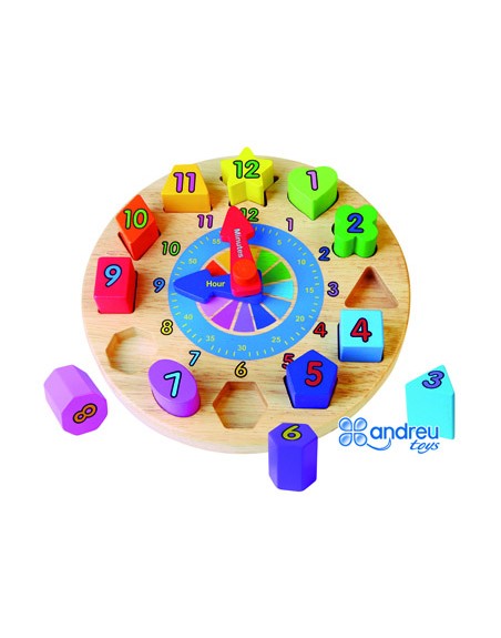 Puzle andreutoys reloj madera figuras geometricas 22x4 cm