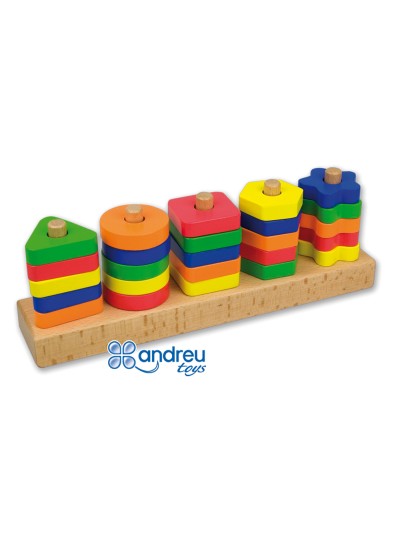 Juego andreutoys manipulacion 25 piezas geometricas + 12 plantillas doble cara 32,8x19,2x7,1 cm