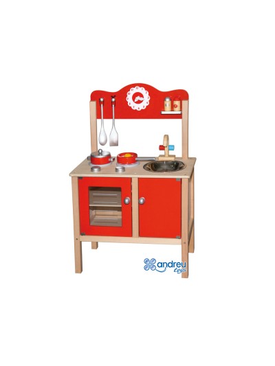 Juego andreutoys cocina madera con complementos 53,5x29,5x83 cm