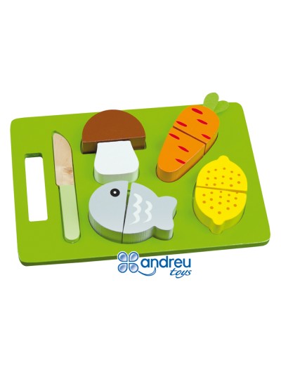 Juego andreutoys bandeja alimentos para cortar 21,4x15x3 cm