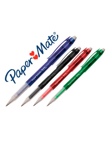 Boligrafo paper mate erasable gel colores surtidos con goma de borrar