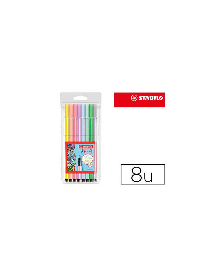 Rotulador stabilo acuarelable pen 68 estuche de 8 colores surtidos pastel Rotulador stabilo acuarelable pen 68 estuche de 8 colores surtidos pastel