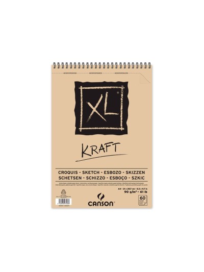 Bloc dibujo esbozo canson xl kraft din a4 kraft rayado beige espiral 21x29,7 cm 60 hojas 90 gr/m2