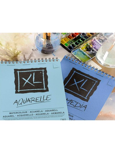 Bloc dibujo acuarela canson xl aquarelle grano fino din a4 microperforado espiral 21x29,7 cm 30 hojas 300 gr/m2