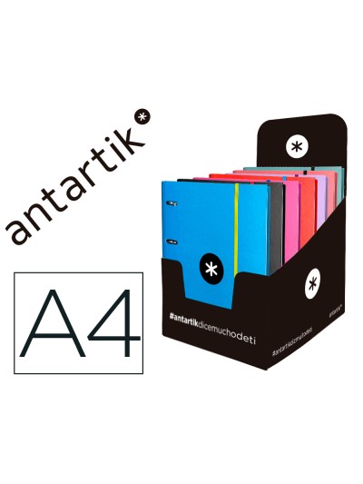 Carpeta con recambio antartik a4 cuadro 5mm forrada 4 anillas 40mm redondas con solapa colores surtidos
