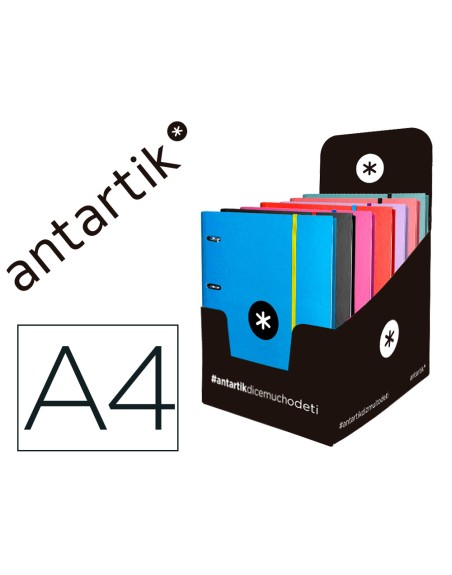 Carpeta con recambio antartik a4 cuadro 5mm forrada 4 anillas 40mm redondas con solapa colores surtidos