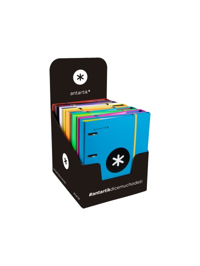 Carpeta con recambio antartik a4 cuadro 5mm forrada 4 anillas 40mm redondas con solapa colores surtidos