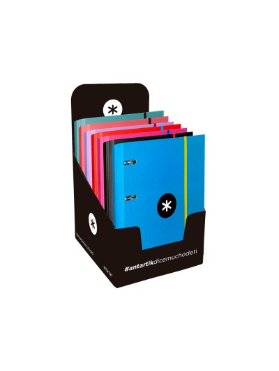 Carpeta con recambio antartik a4 cuadro 5mm forrada 4 anillas 40mm redondas con solapa colores surtidos