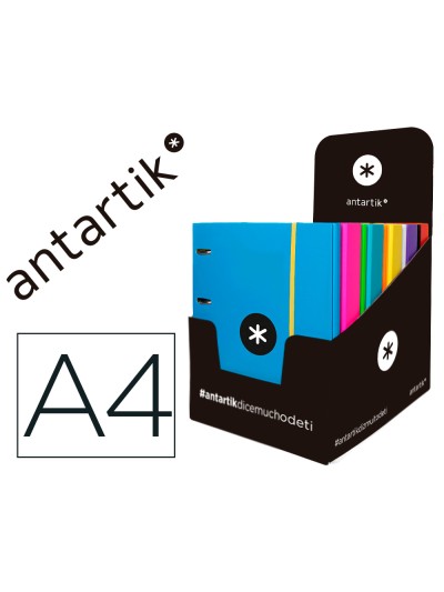 Carpeta con recambio antartik a4 cuadro 5mm forrada 4 anillas 25mm redondas colores surtidos