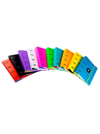 Carpeta con recambio antartik a4 cuadro 5mm forrada 4 anillas 25mm redondas colores surtidos