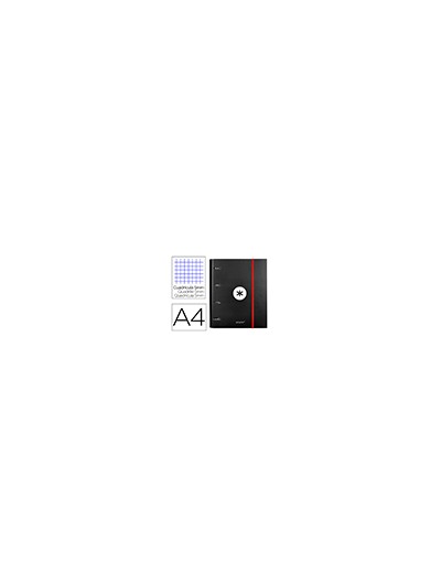 Carpeta con recambio antartik a4 cuadro 5mm forrada 4 anillas 40mm redondas con solapa color negra