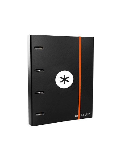 Carpeta con recambio antartik a4 cuadro 5mm forrada 4 anillas 40mm redondas con solapa color negra