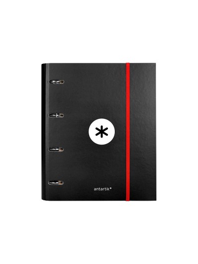 Carpeta con recambio antartik a4 cuadro 5mm forrada 4 anillas 40mm redondas con solapa color negra
