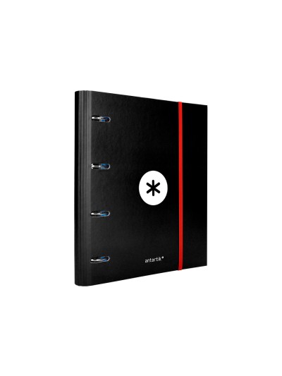 Carpeta con recambio antartik a4 cuadro 5mm forrada 4 anillas 40mm redondas con solapa color negra