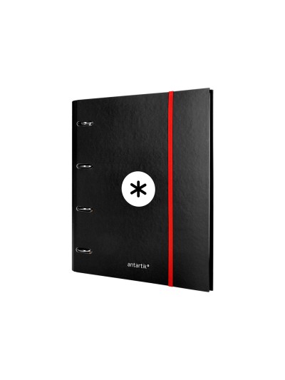 Carpeta con recambio antartik a4 cuadro 5mm forrada 4 anillas 40mm redondas con solapa color negra