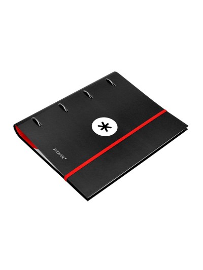 Carpeta con recambio antartik a4 cuadro 5mm forrada 4 anillas 40mm redondas con solapa color negra