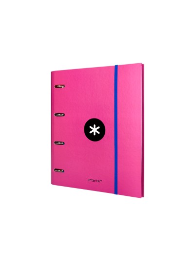 Carpeta con recambio antartik a4 cuadro 5mm forrada 4 anillas 40mm redondas con solapa color rosa