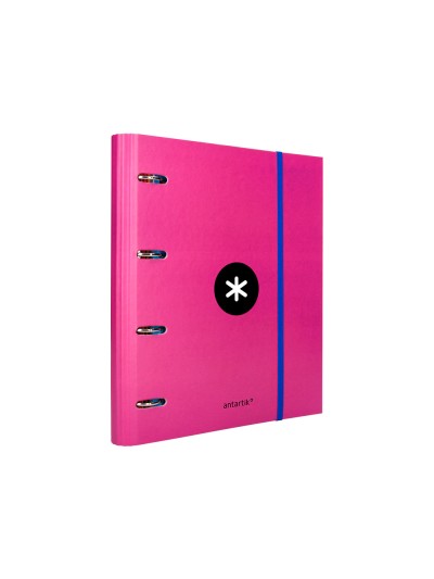 Carpeta con recambio antartik a4 cuadro 5mm forrada 4 anillas 40mm redondas con solapa color rosa