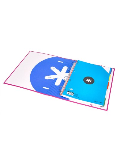Carpeta con recambio antartik a4 cuadro 5mm forrada 4 anillas 40mm redondas con solapa color rosa