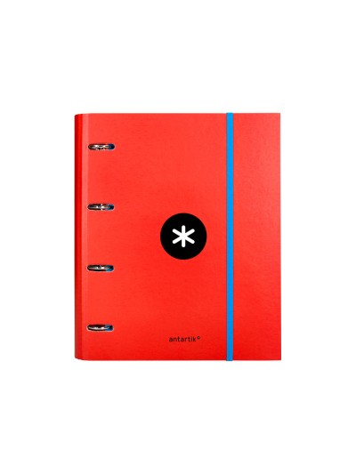 Carpeta con recambio antartik a4 cuadro 5mm forrada 4 anillas 40mm redondas con solapa color rojo