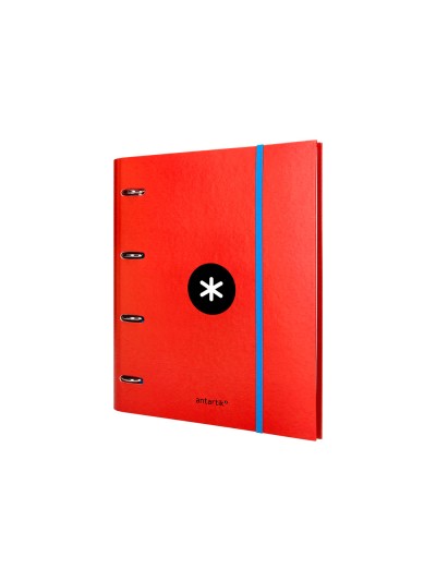 Carpeta con recambio antartik a4 cuadro 5mm forrada 4 anillas 40mm redondas con solapa color rojo