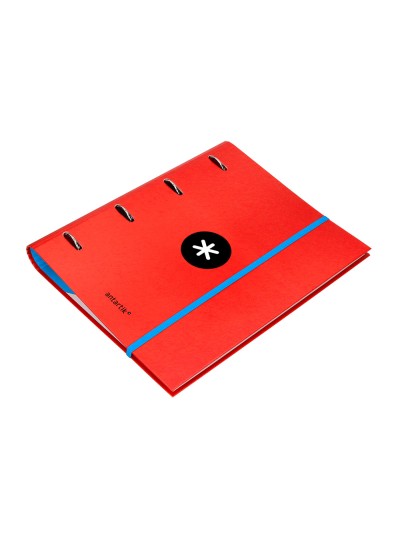 Carpeta con recambio antartik a4 cuadro 5mm forrada 4 anillas 40mm redondas con solapa color rojo