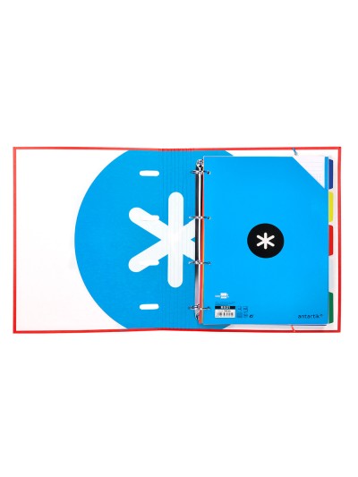 Carpeta con recambio antartik a4 cuadro 5mm forrada 4 anillas 40mm redondas con solapa color rojo