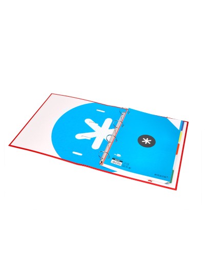 Carpeta con recambio antartik a4 cuadro 5mm forrada 4 anillas 40mm redondas con solapa color rojo