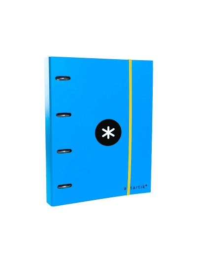 Carpeta con recambio antartik a4 cuadro 5mm forrada 4 anillas 40mm redondas con solapa color azul