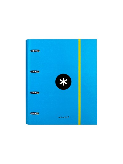 Carpeta con recambio antartik a4 cuadro 5mm forrada 4 anillas 40mm redondas con solapa color azul