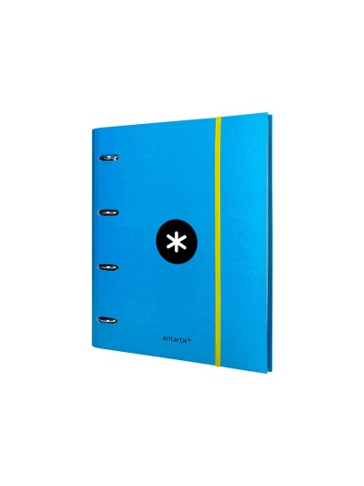 Carpeta con recambio antartik a4 cuadro 5mm forrada 4 anillas 40mm redondas con solapa color azul
