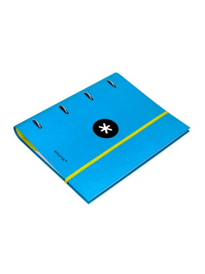 Carpeta con recambio antartik a4 cuadro 5mm forrada 4 anillas 40mm redondas con solapa color azul